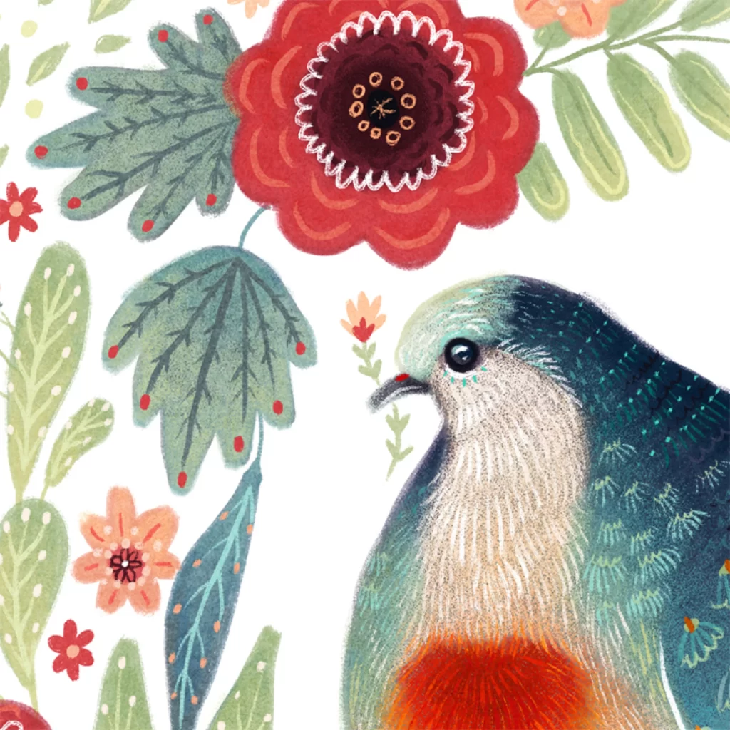 Bird Flower Nature Illustration Colorful