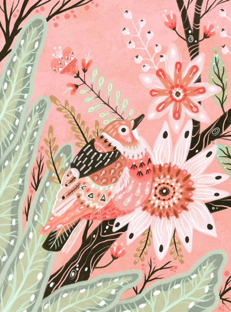 Bird Nature Flowers Branches