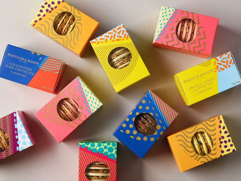 Biscuit Packaging Colorful Geometric Patterns