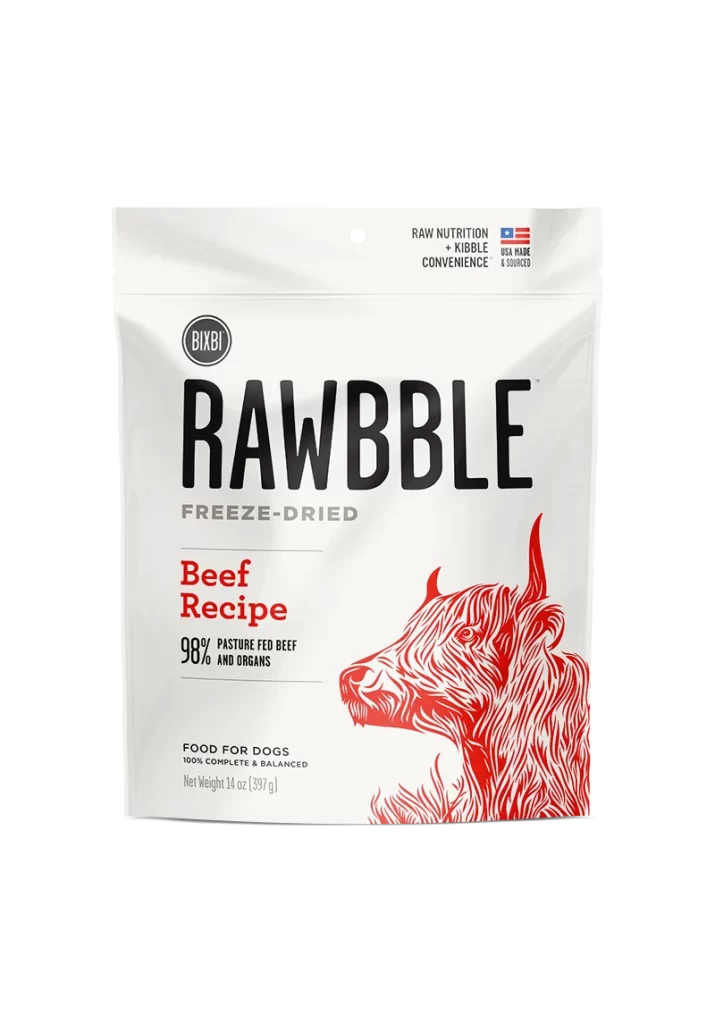 Bixbi Rawbble Dog Food Beef Freeze-Dried Red White