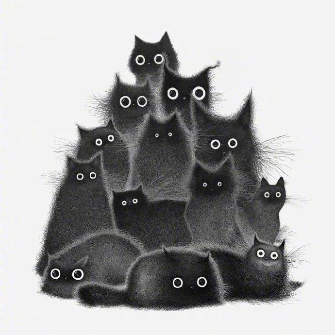 Black Cats Clustered Together