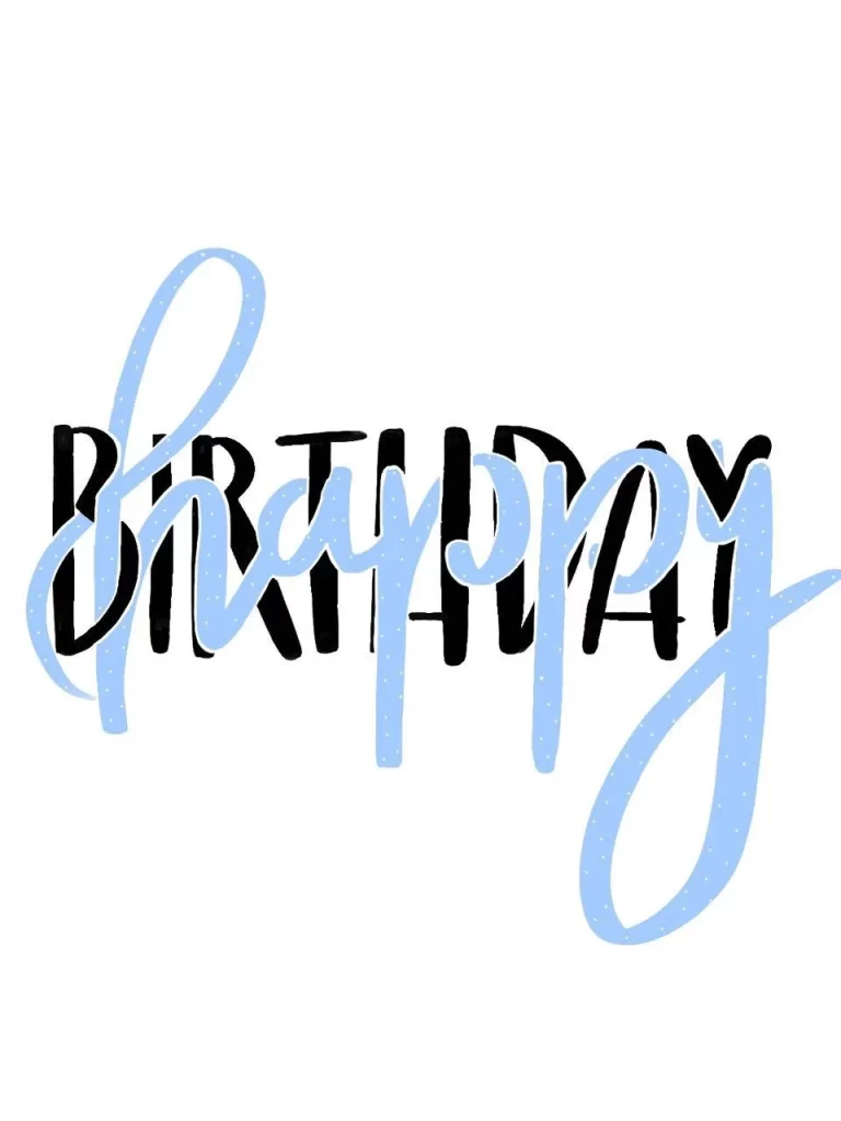 Blue and Black Happy Birthday Script
