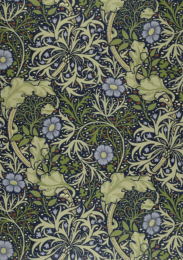 Blue and Green Floral Vine Arabesque William Morris