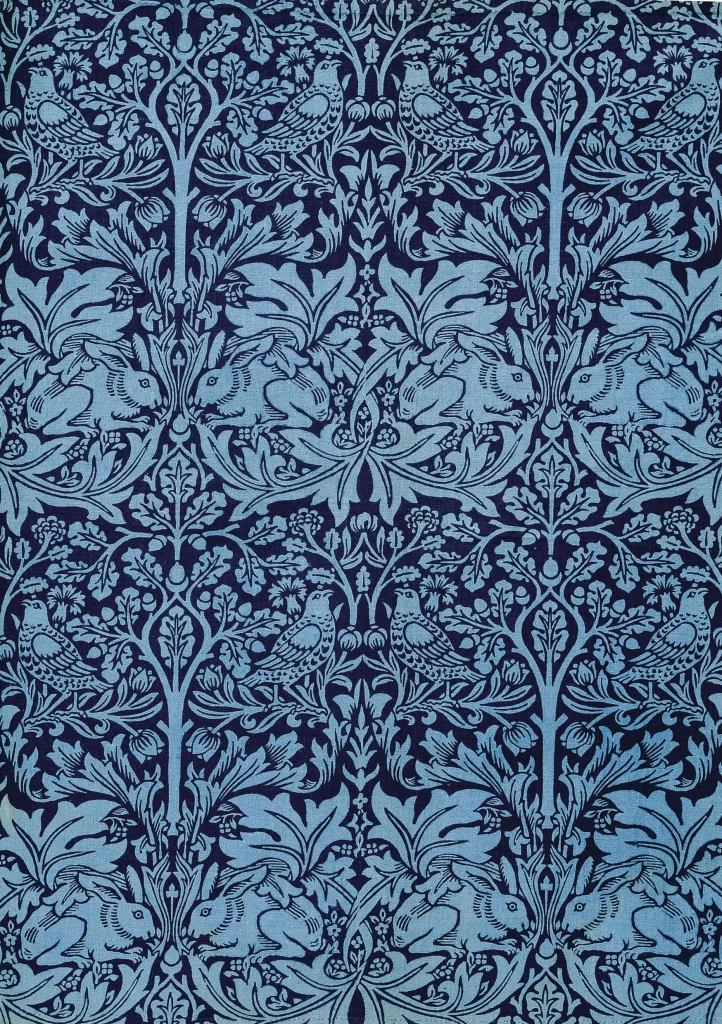 Blue and Navy Floral Vine William Morris Pattern