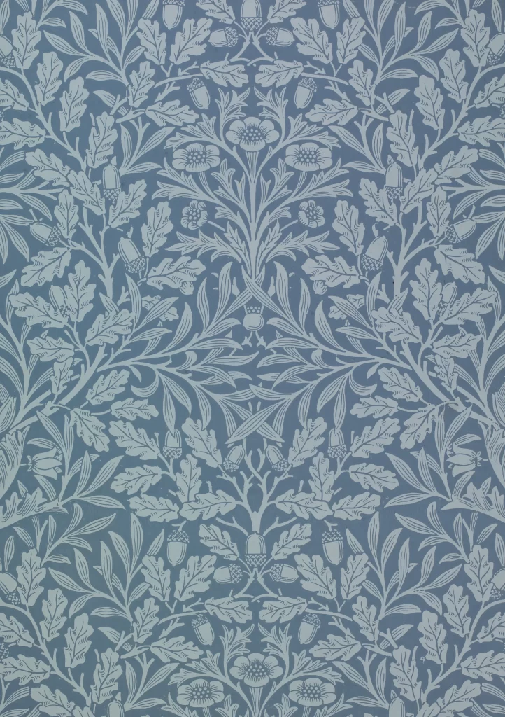 Blue and White Oak Leaves Vine Pattern William Morris