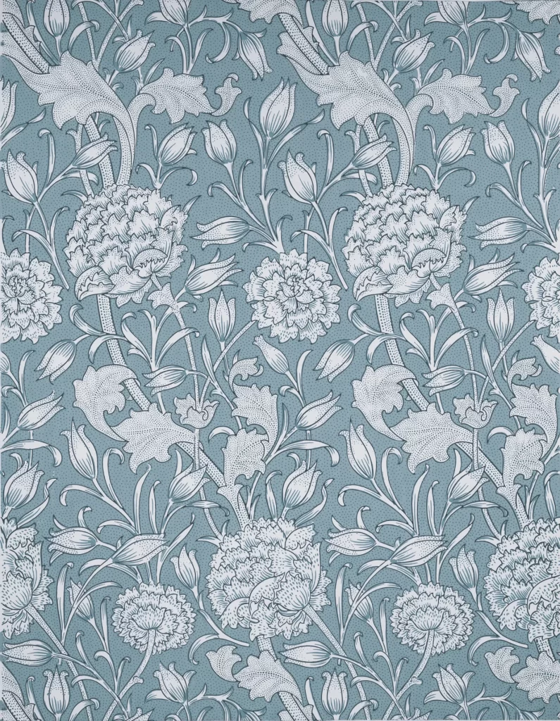 Blue and White Peony Vine Arabesque Morris Style