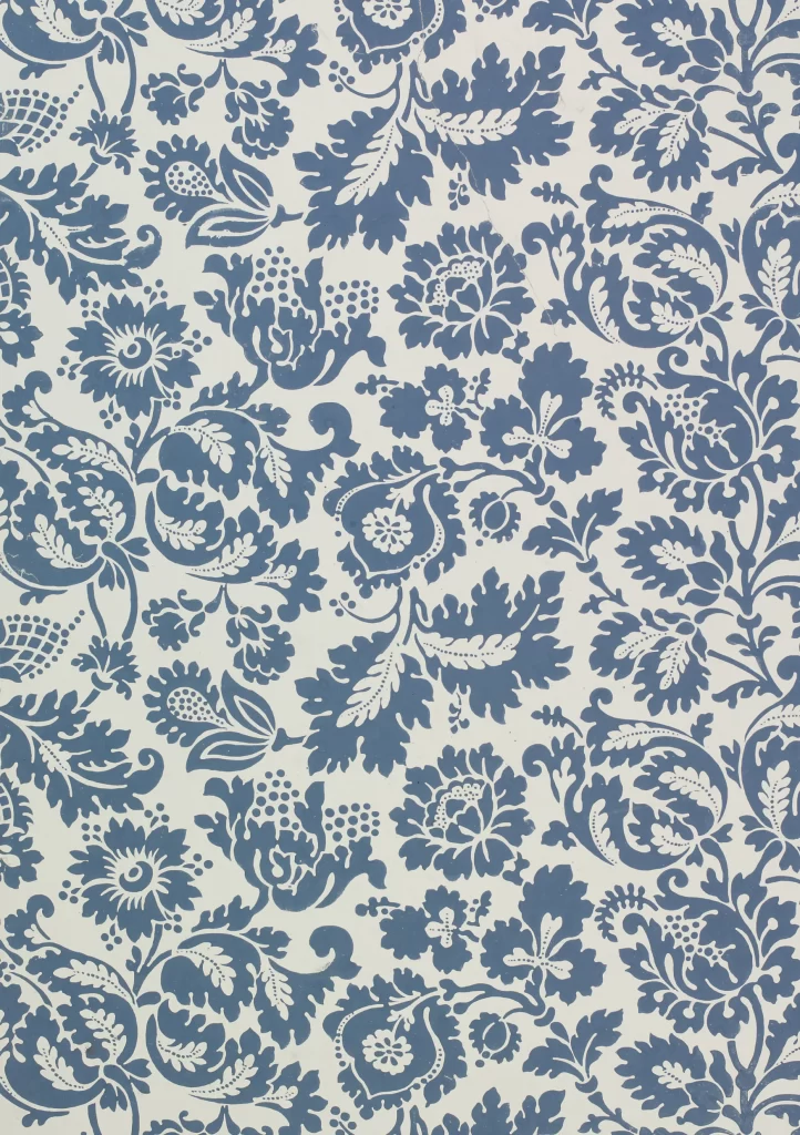 Blue and White Vintage Floral Damask William Morris