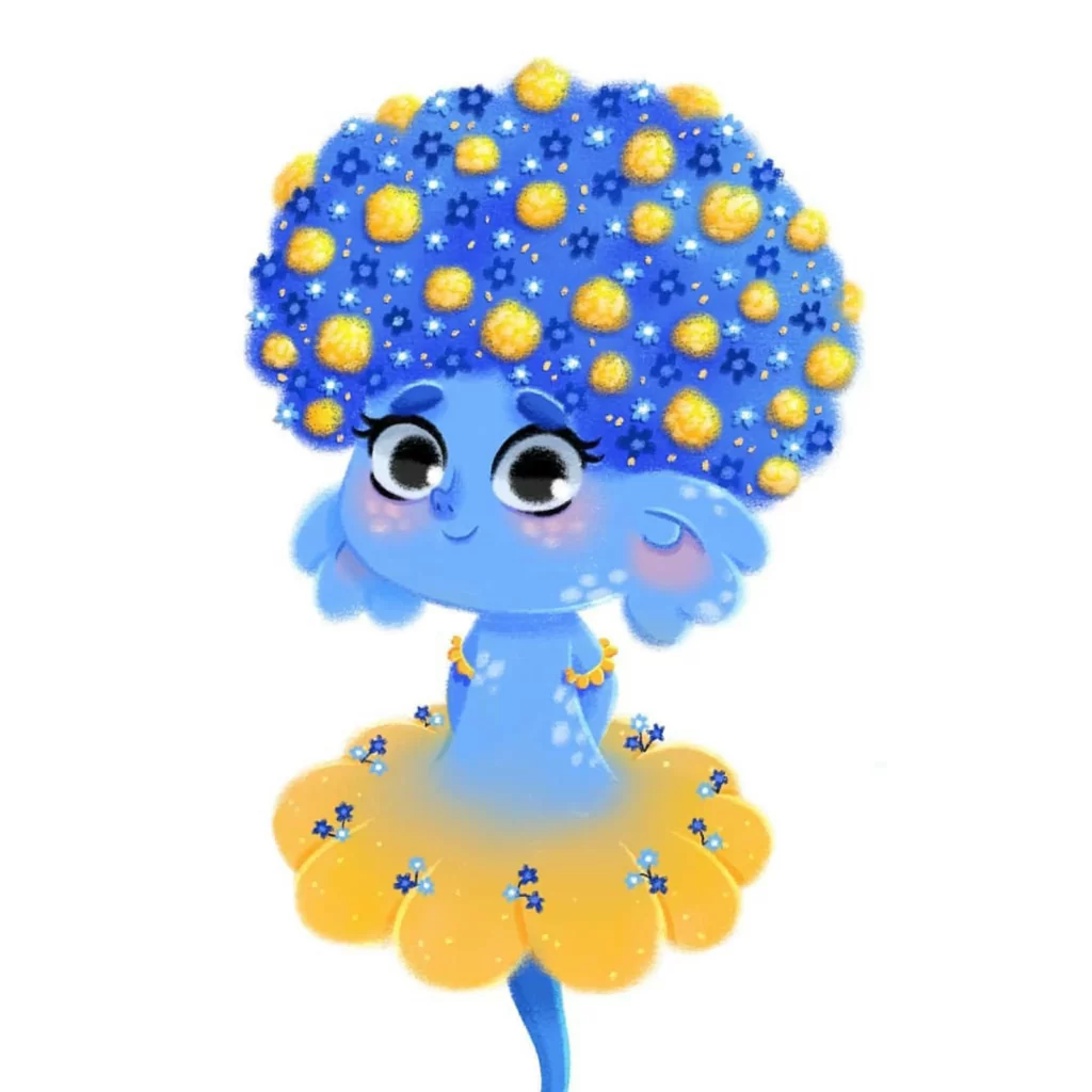 Blue Character Flower Crown Yellow Dress Eleonore Pelluau
