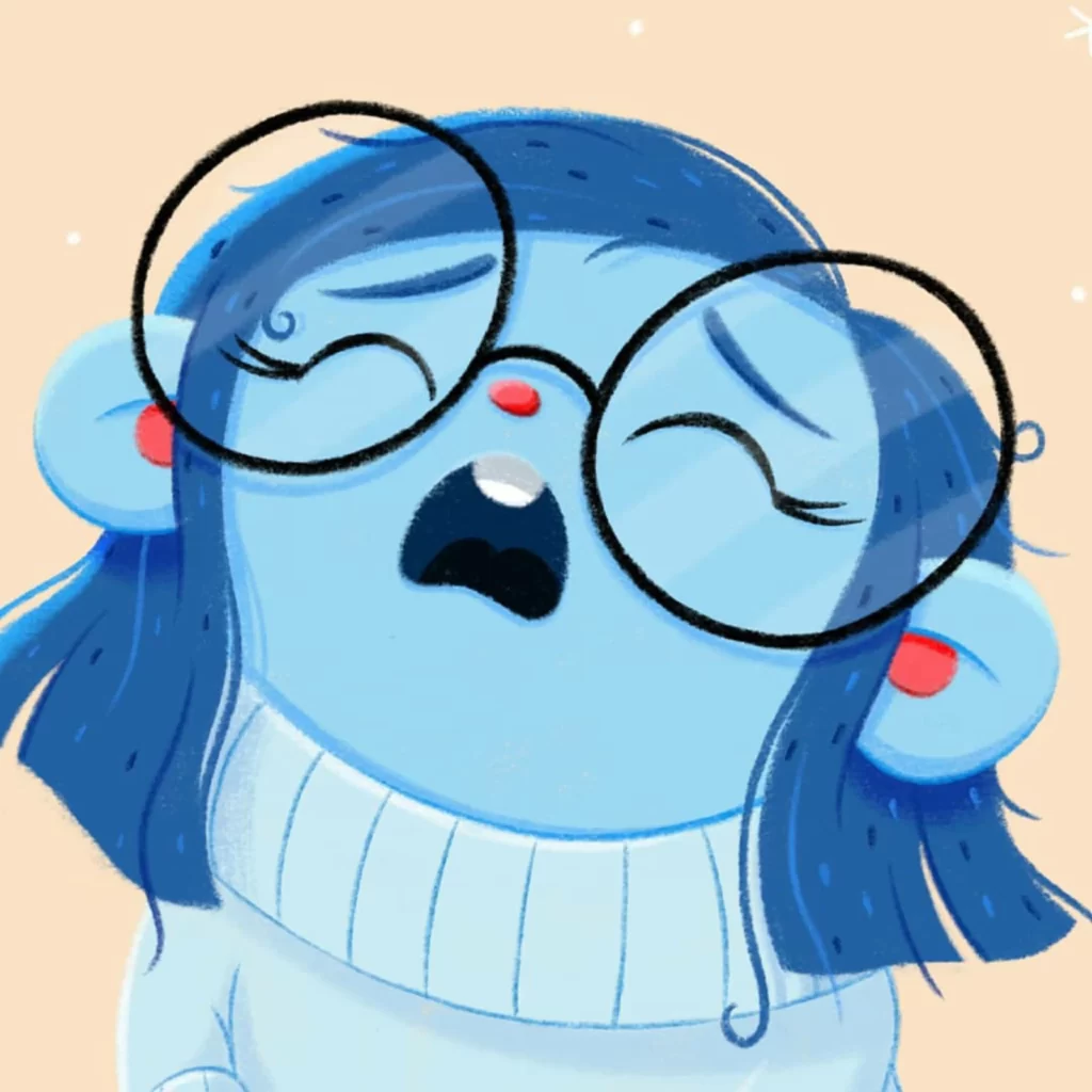 Blue Character Glasses Expression Eleonore Pelluau