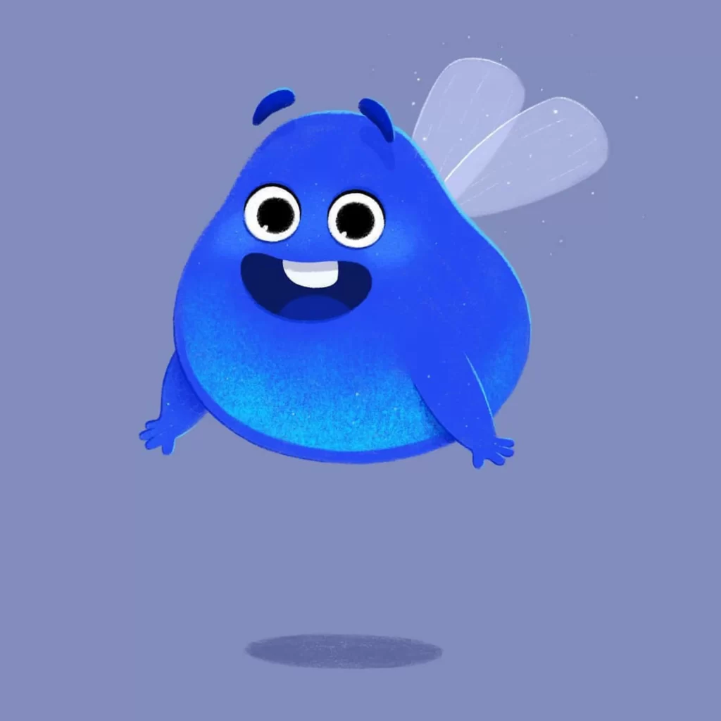 Blue Character Happy Wings Cartoon Floating Eleonore Pelluau