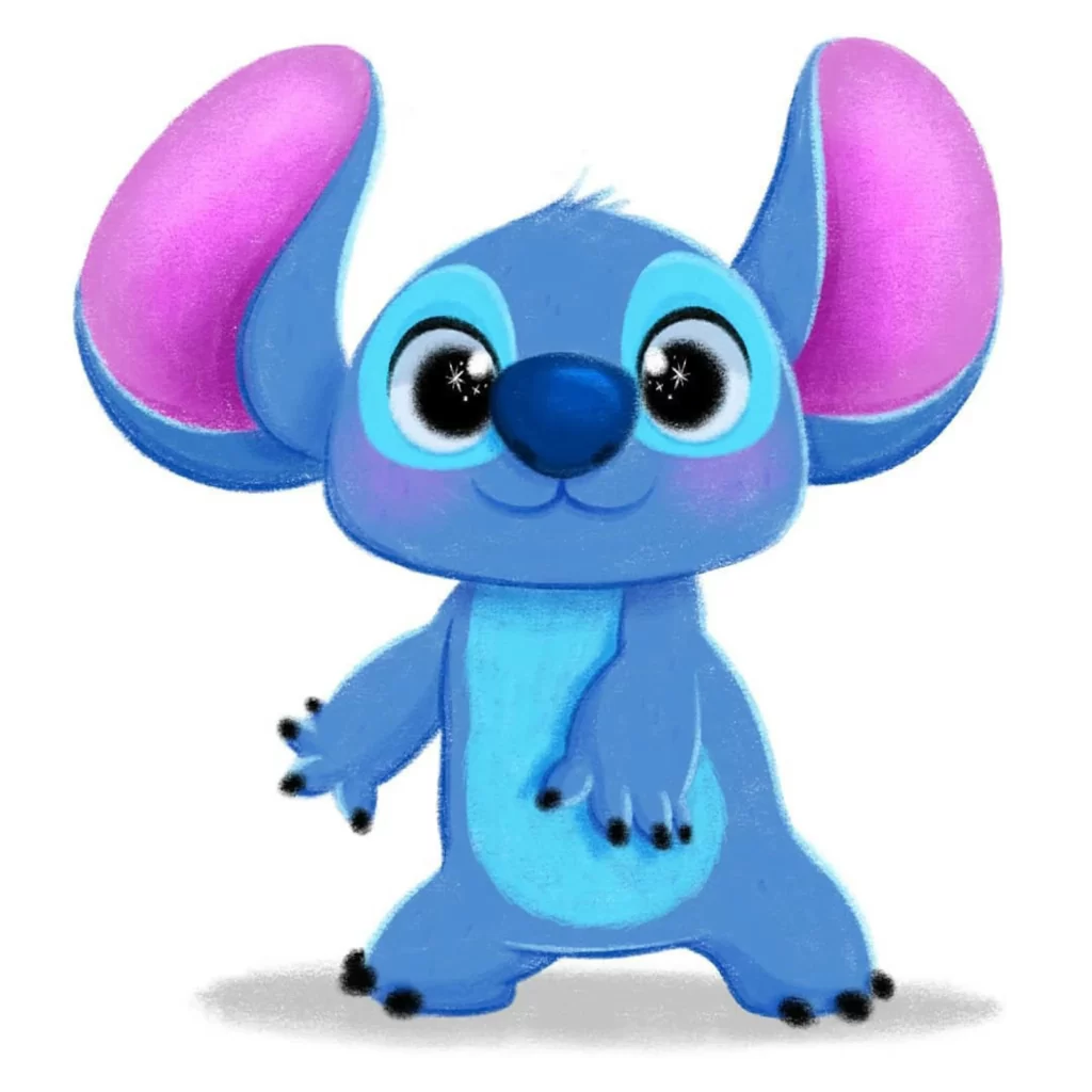 Blue Character Pink Ears Big Eyes Eleonore Pelluau