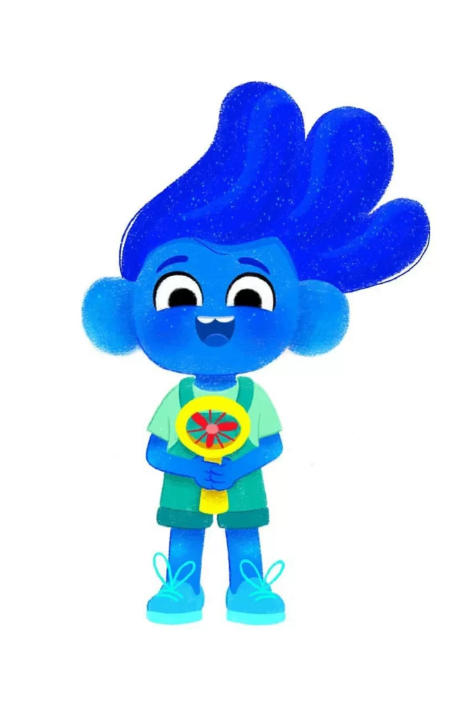 Blue Character Windmill Joyful Expression Eleonore Pelluau