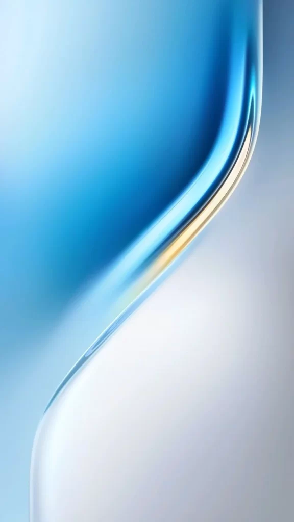 Blue Curved Glass with Light Reflections