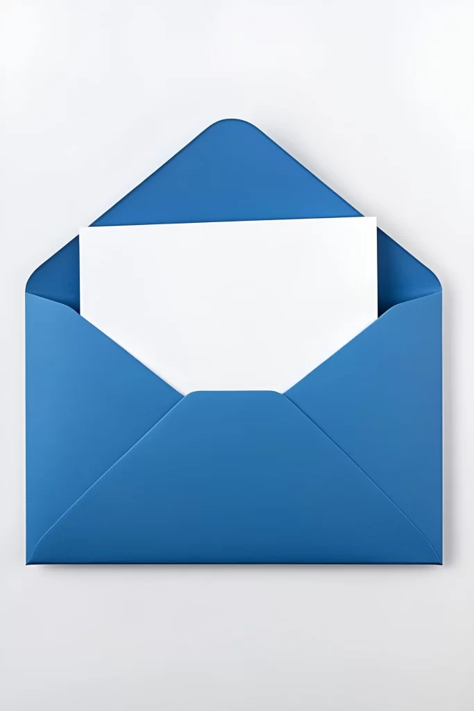 Blue Envelope with White Card