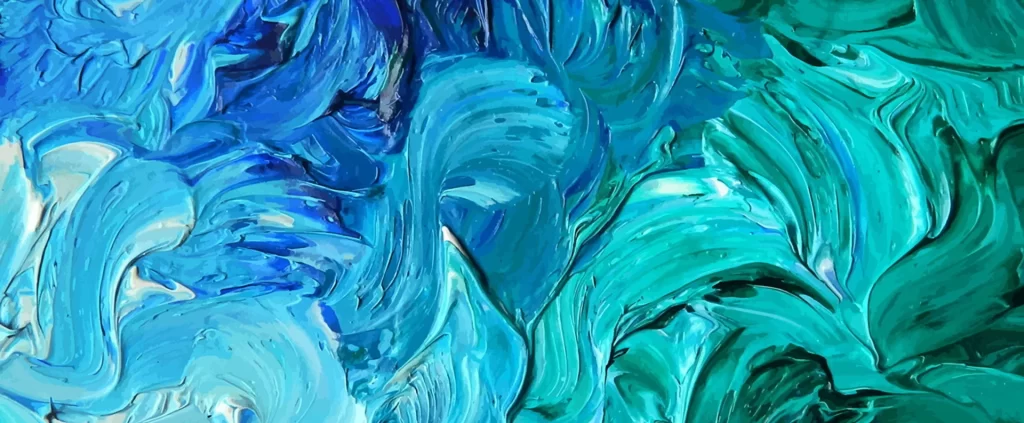 Blue Green Impasto Oil Painting Texture Swirling Brushstrokes