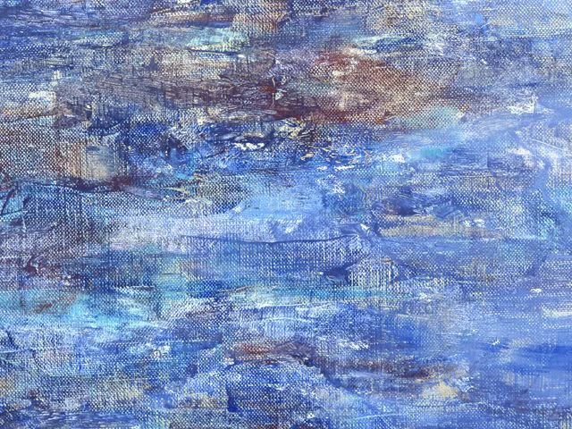 Blue Impasto Oil Painting Texture Bold neutral Brushstrokes