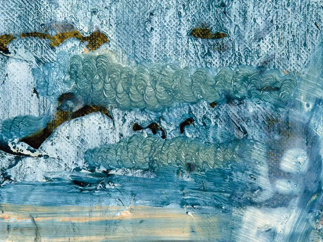 Blue Impasto Oil Painting Texture Swirling Brushstrokes
