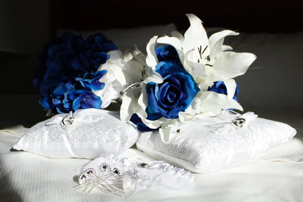 Blue Rose White Lily Wedding Bouquet