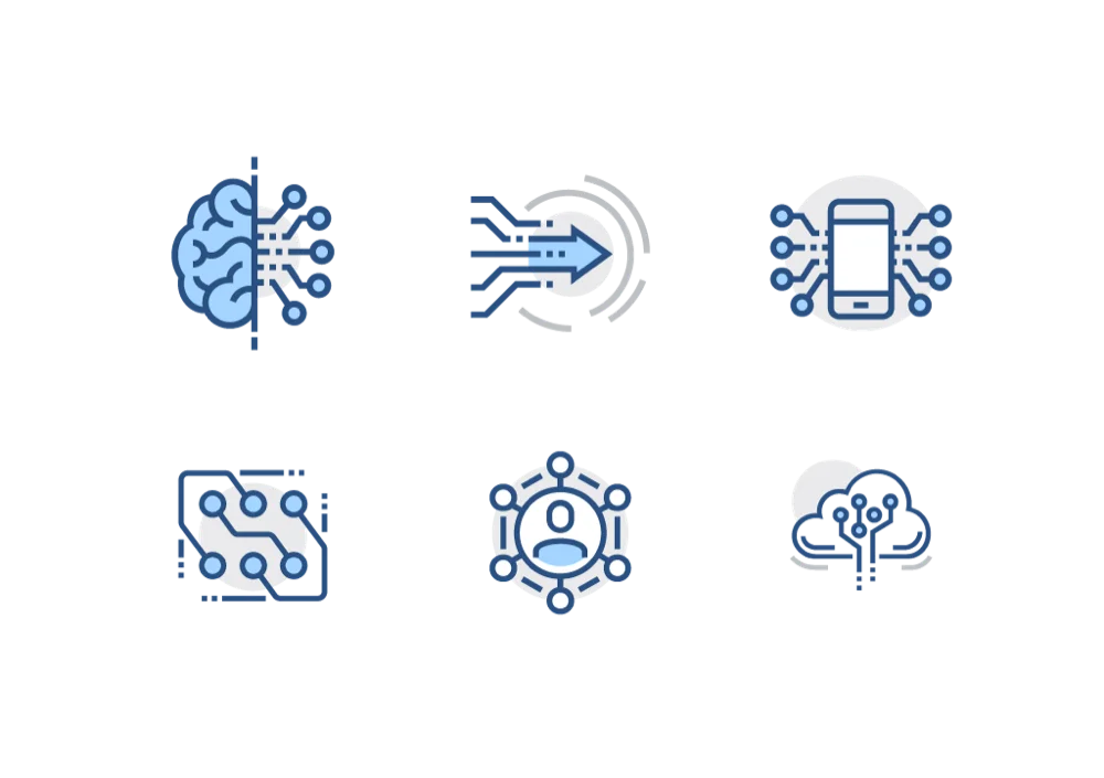 Blue Technology Digital Icon Set Collection
