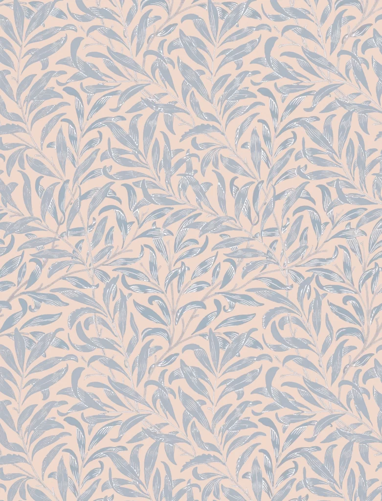 Blue Willow Vine Pale Peach Background William Morris