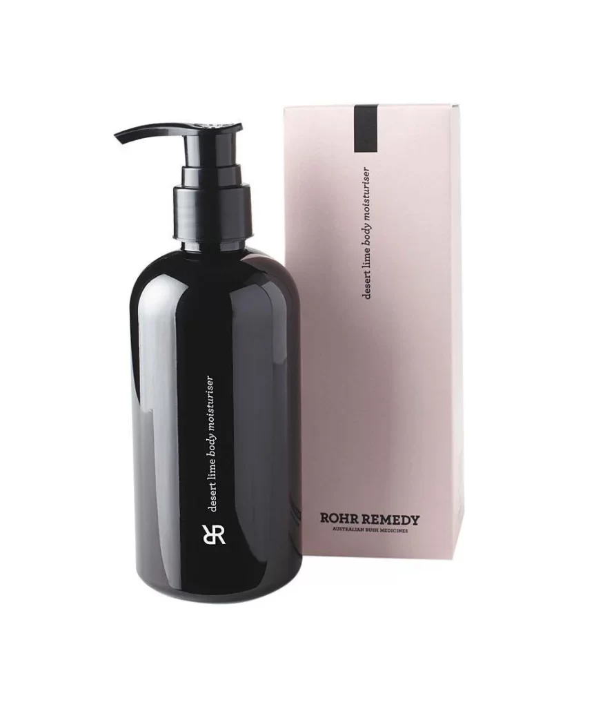 Body Moisturiser Black Pump Bottle Pink Box Minimalist Design