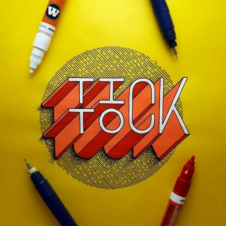 Bold Retro Futuristic Gradient Red Yellow Typography Design