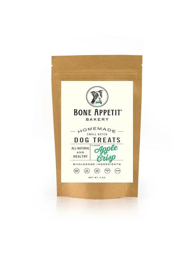 BoneAppetit DogTreats AppleCrisp Homemade Brown Bag Illustration