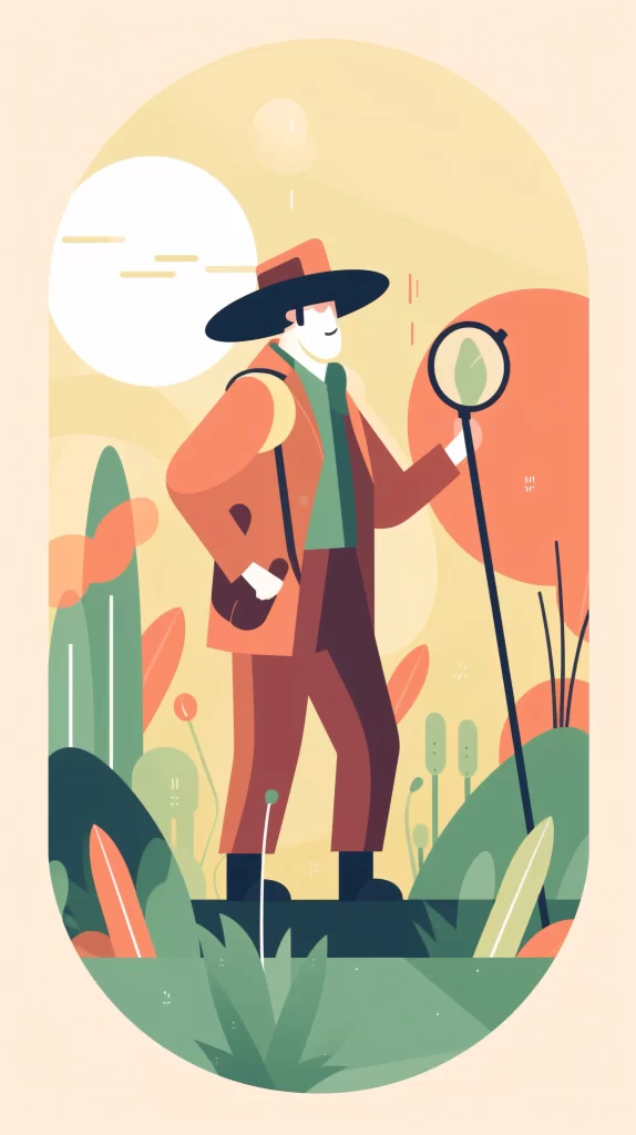 Botanist Green Orange Nature Exploration Illustration