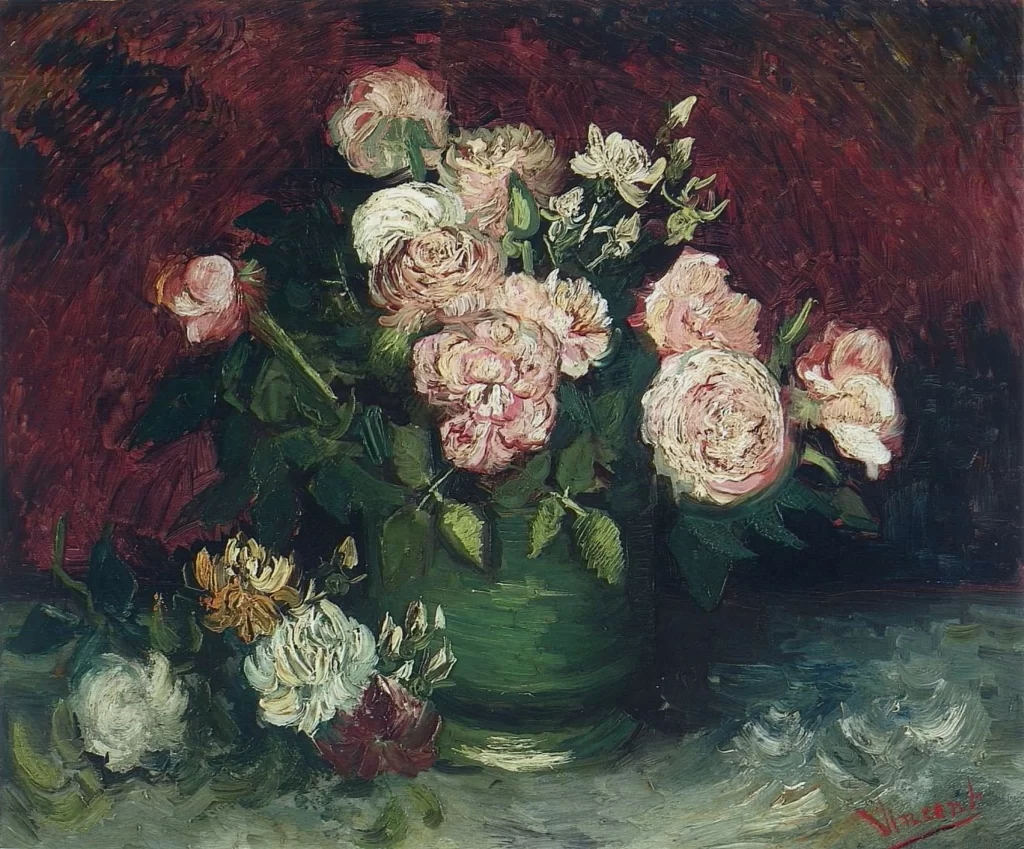 Bowl with Peonies and Roses Van Gogh