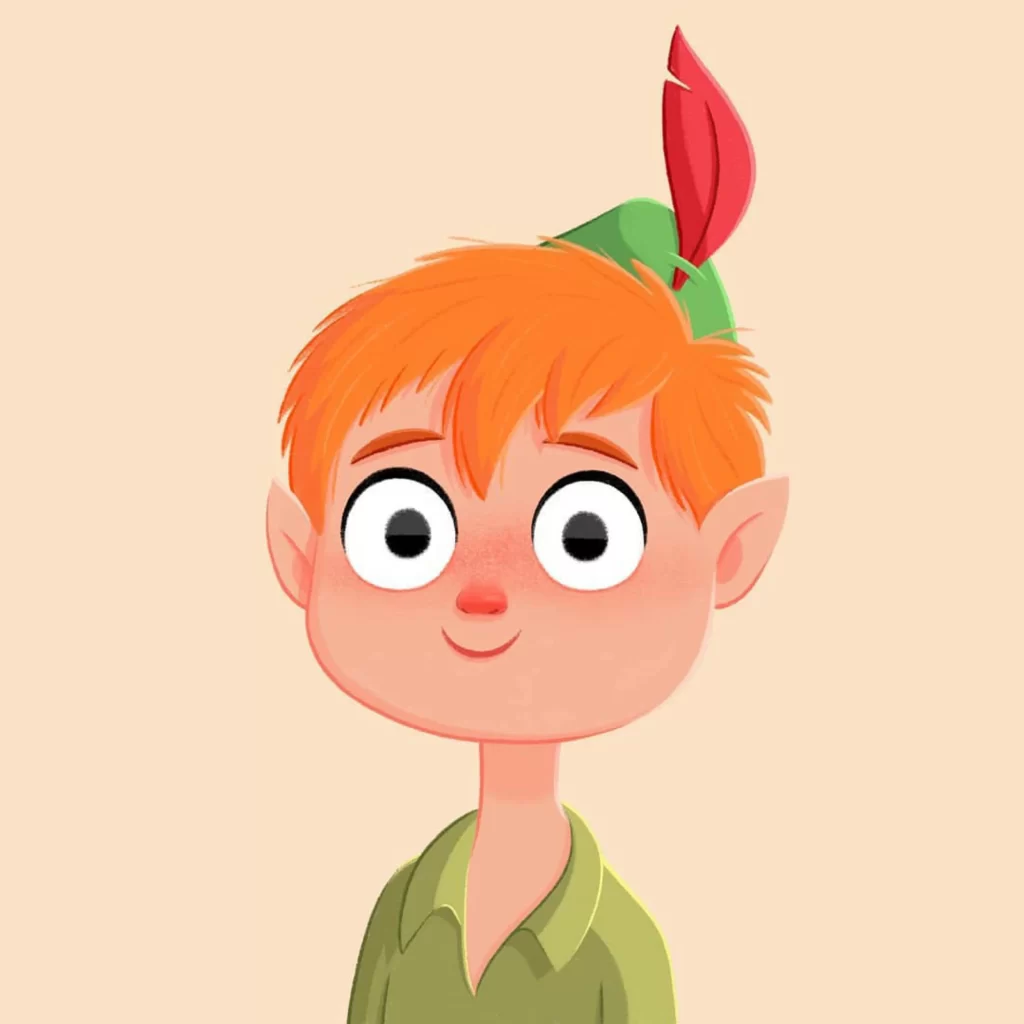 Boy Green Hat Red Feather Elf Ears Smiling Eleonore Pelluau