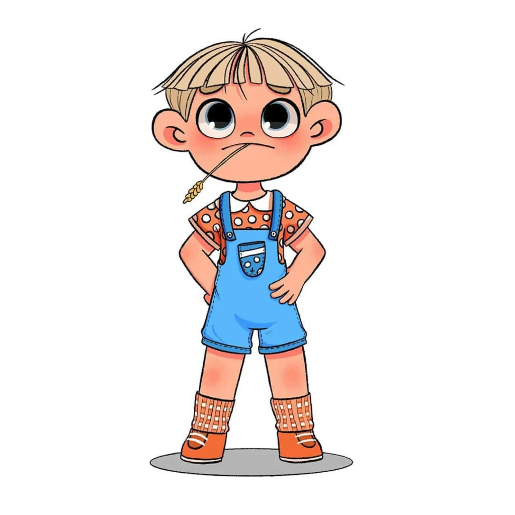 Boy Overalls Straw Polka Dots Socks Eleonore Pelluau