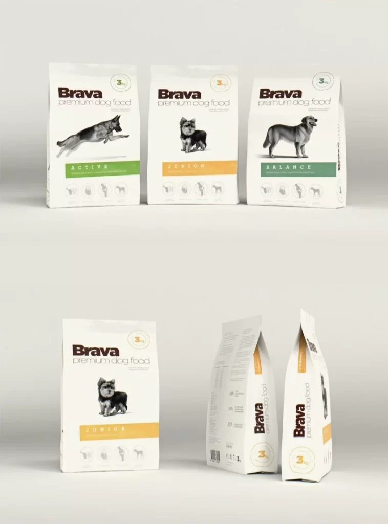 Brava Dog Food Premium Active Junior Balance White Green Yellow