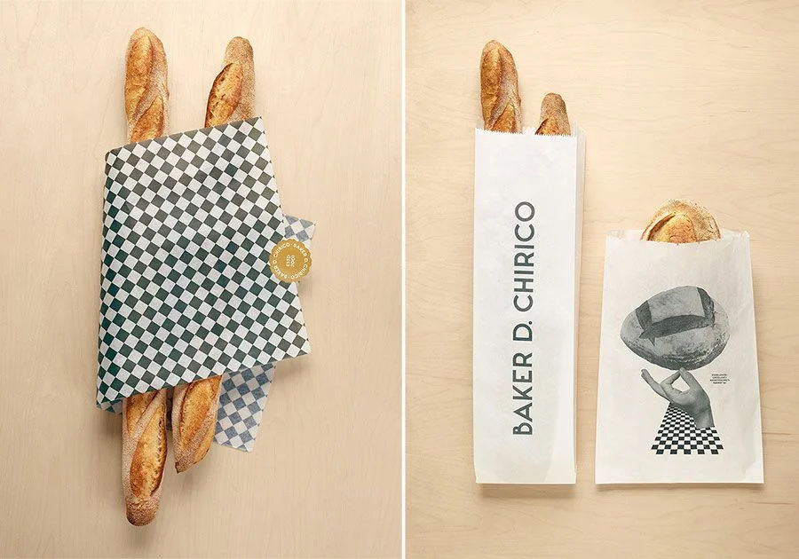 Bread Bag Checkered Pattern Black White Minimalist Design