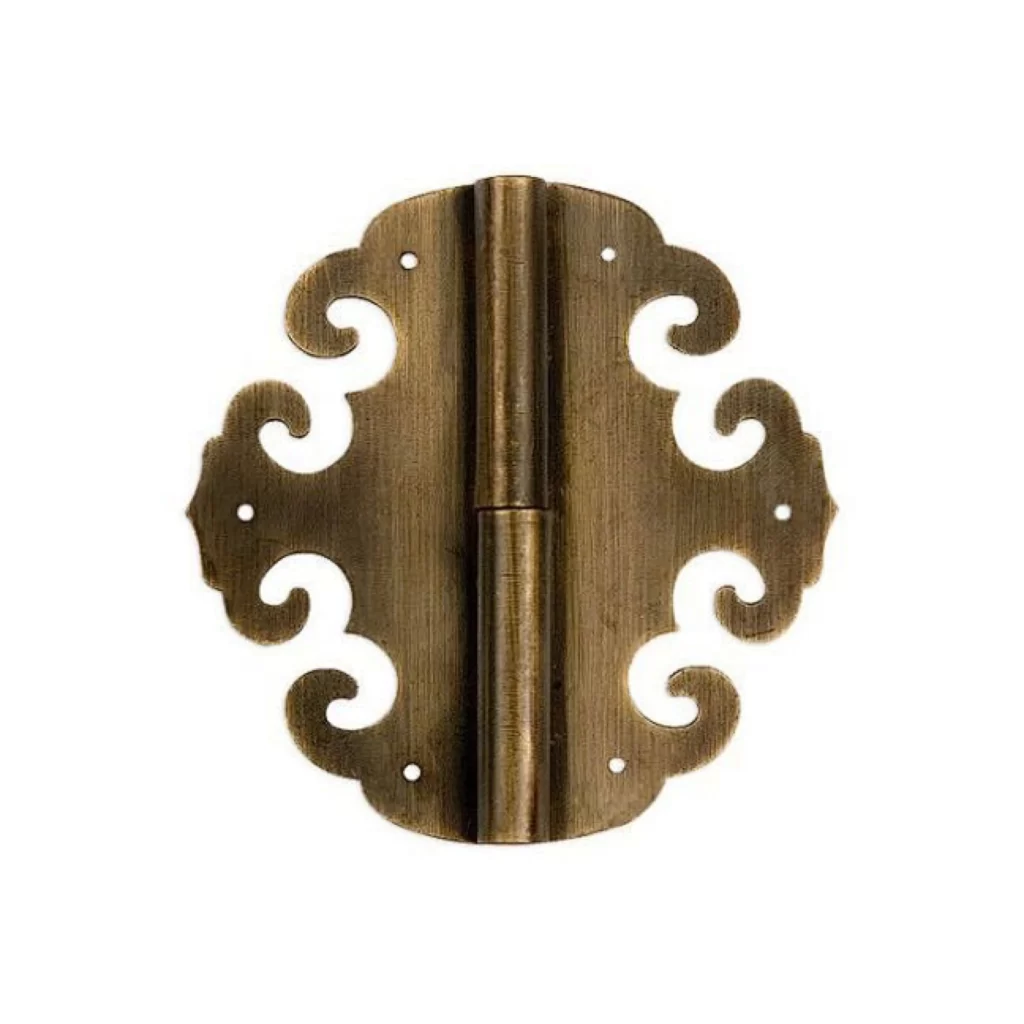 Bronze Door Hinge Traditional Chinese Scroll Pattern