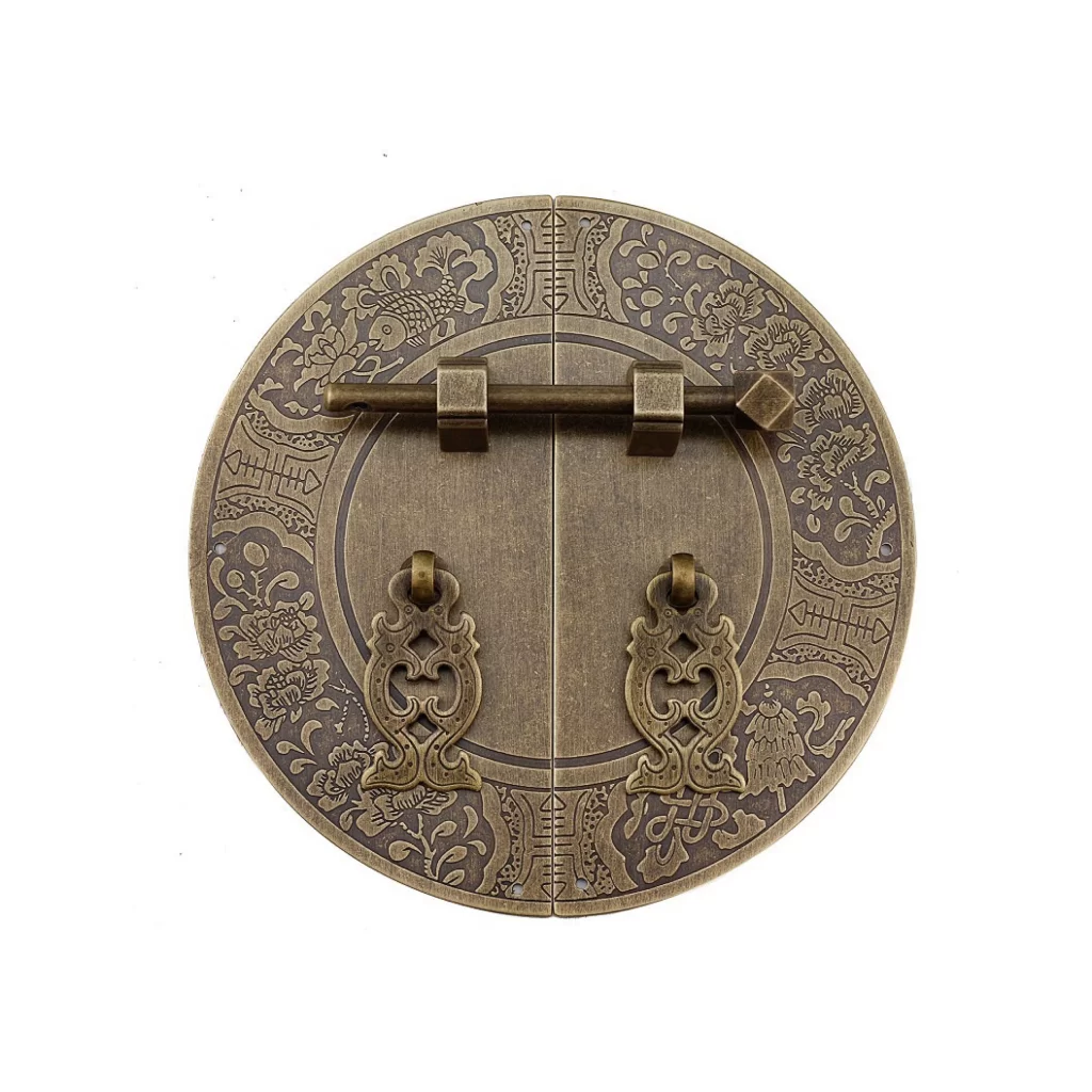 Bronze Door Lock Chinese Traditional Flower Pattern