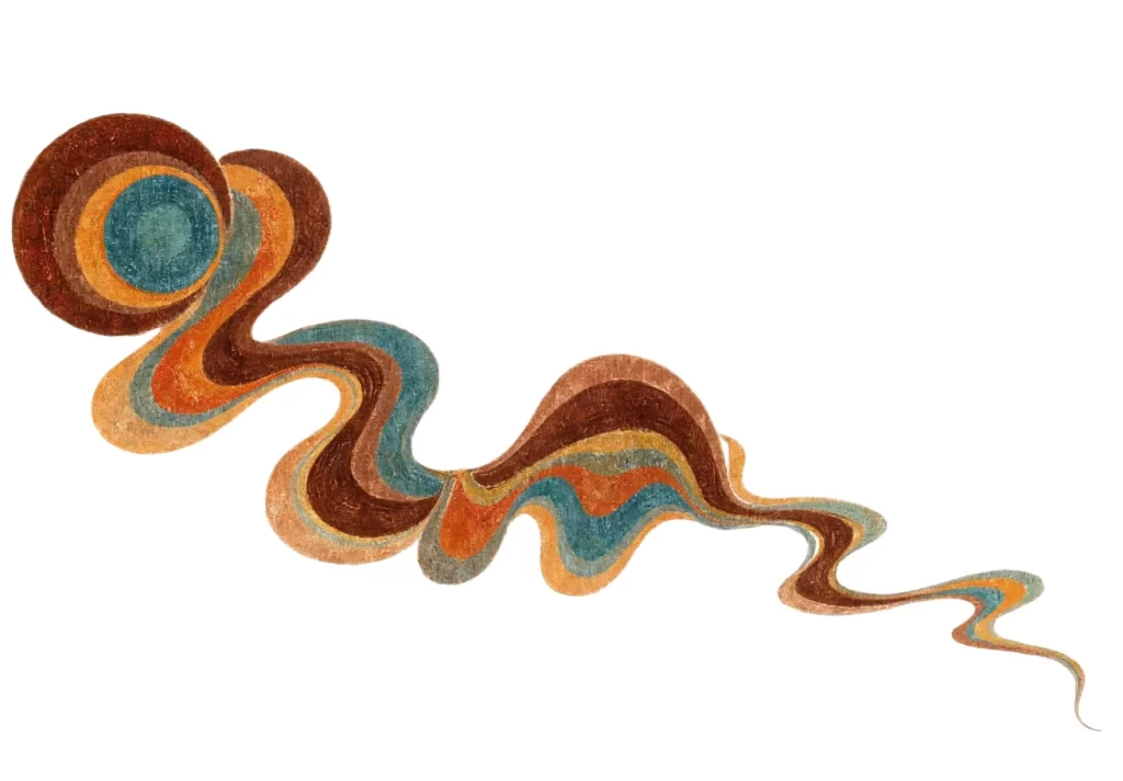 Brown Blue Orange Wavy Flowing Dunhuang Cloud Pattern
