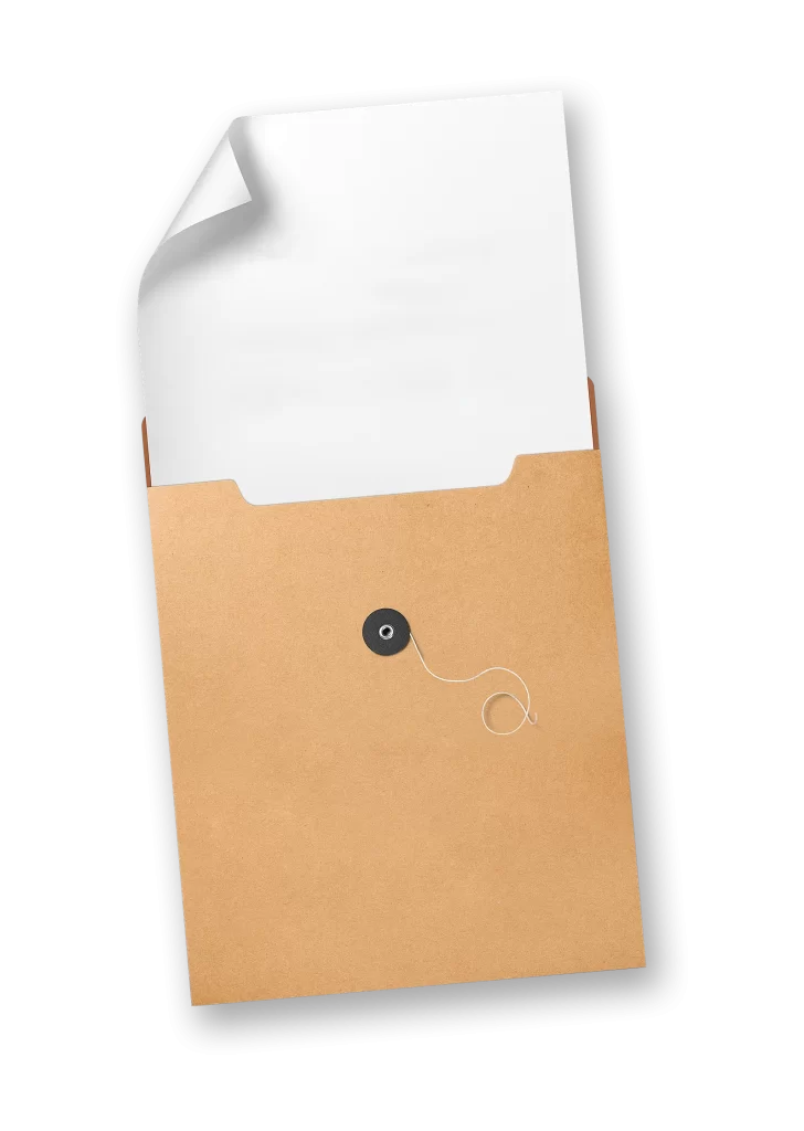Brown Envelope White Paper String Button