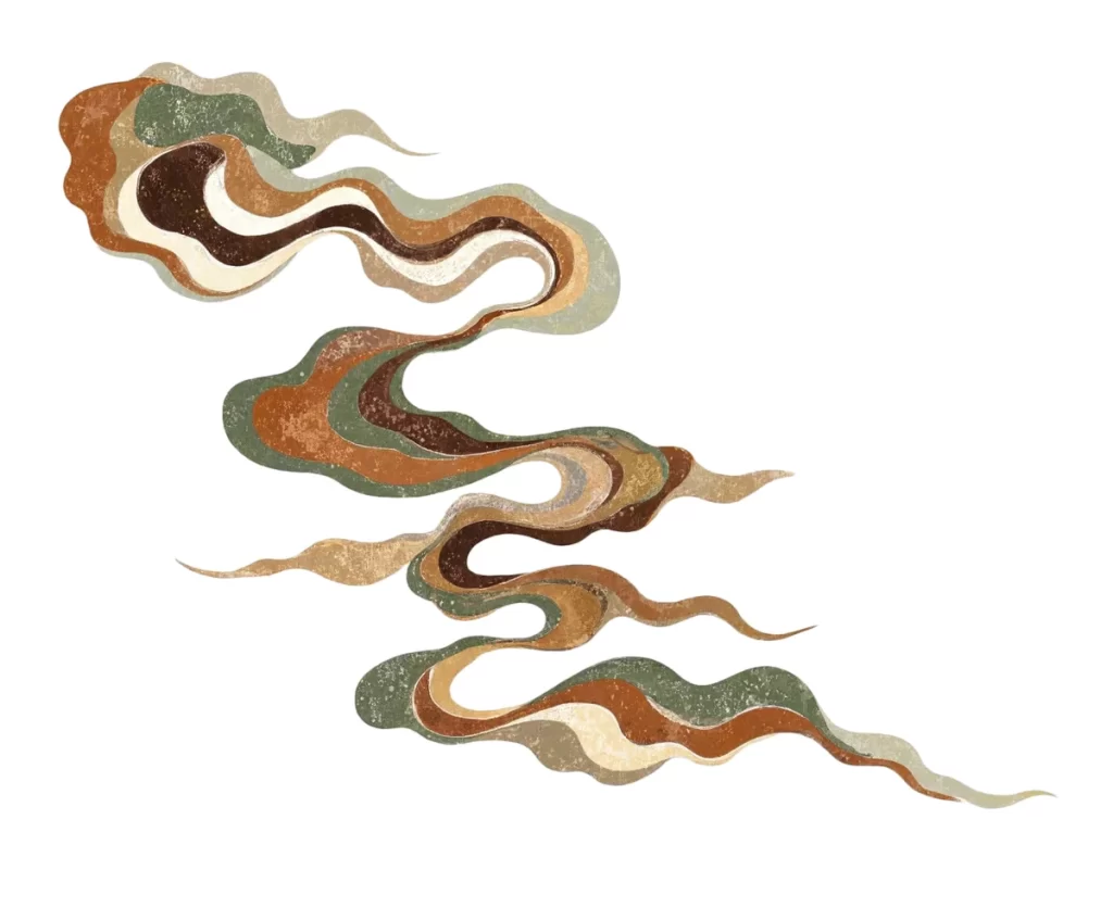 Brown Green Wave Dunhuang Cloud Pattern