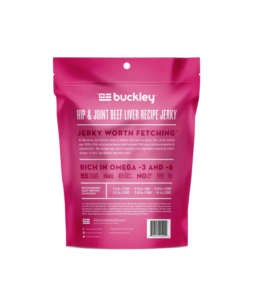 Buckley Pet Treats Beef Liver Jerky Hip Joint Pink