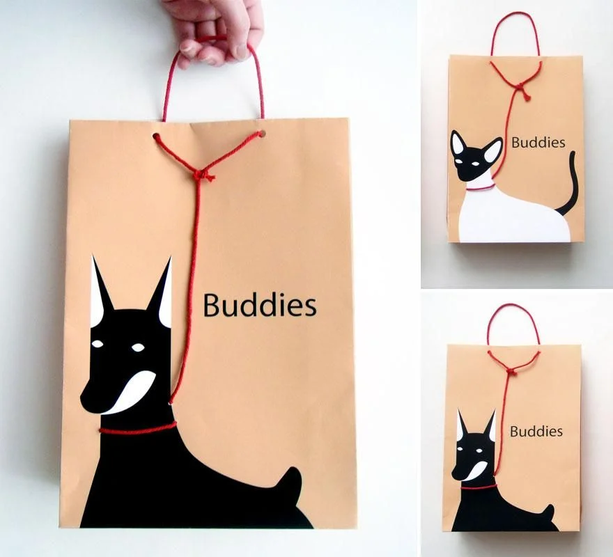 Buddies Cat Food White Bag Illustration