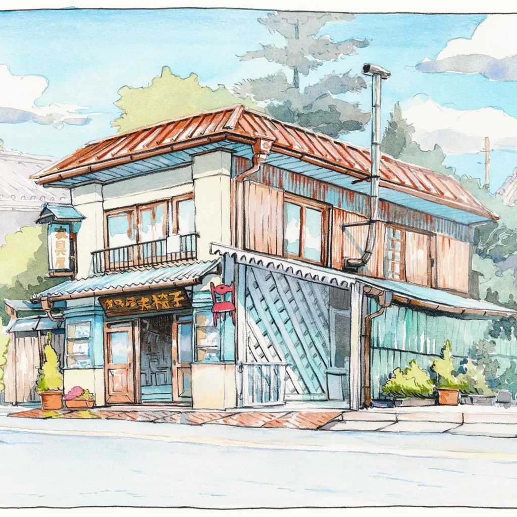 Building Watercolor Architecture Japanese Street Mateusz Urbanowicz
