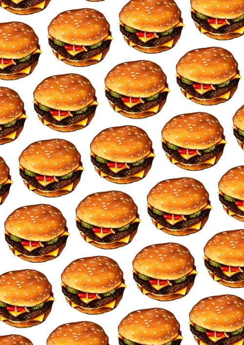 Burger Illustration Yellow Green Red Fast Food Design
