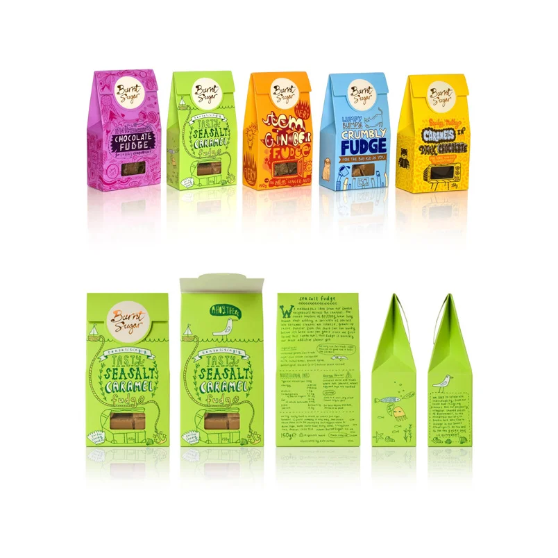 Burnt Sugar Fudge Chocolate Caramel Ginger Sea Salt Dark Chocolate Colorful Illustrative