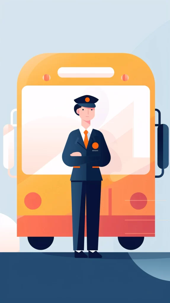 Bus Driver Navy Orange Flat Illustration Professional