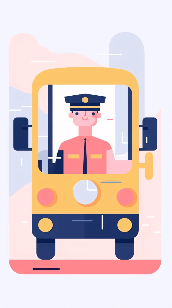 Bus Driver Yellow Uniform Flat Illustration Modern