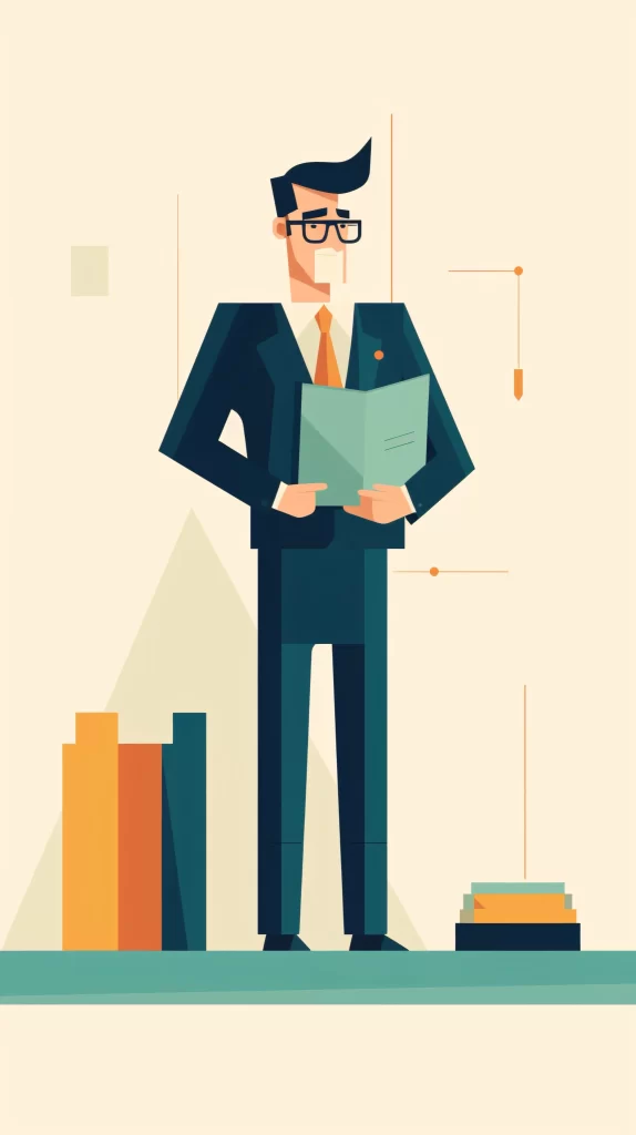 Businessman Blue Orange Flat Illustration Modern
