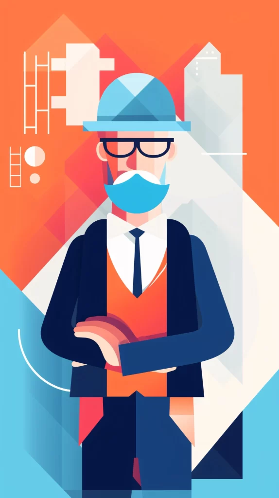 Businessman Blue Orange Geometric Flat gray Illustration