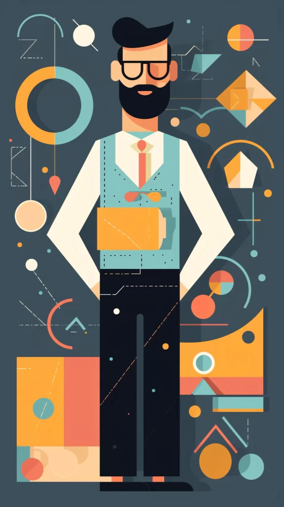 Businessman Blue Orange Geometric Flat gray Illustration