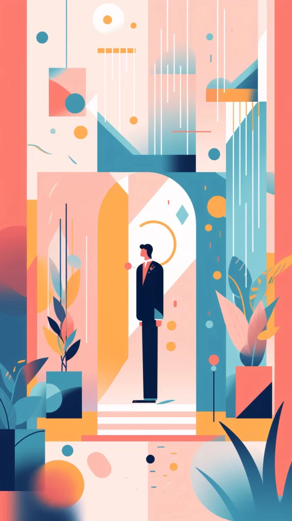 Businessman Blue Red Abstract Modern
