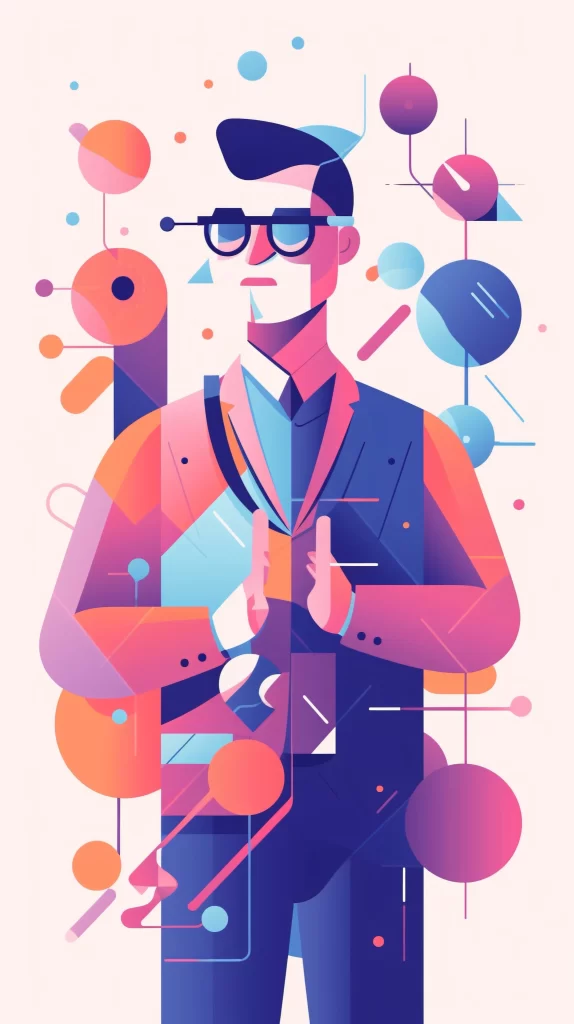 Businessman Blue Red Abstract Geometric Digital